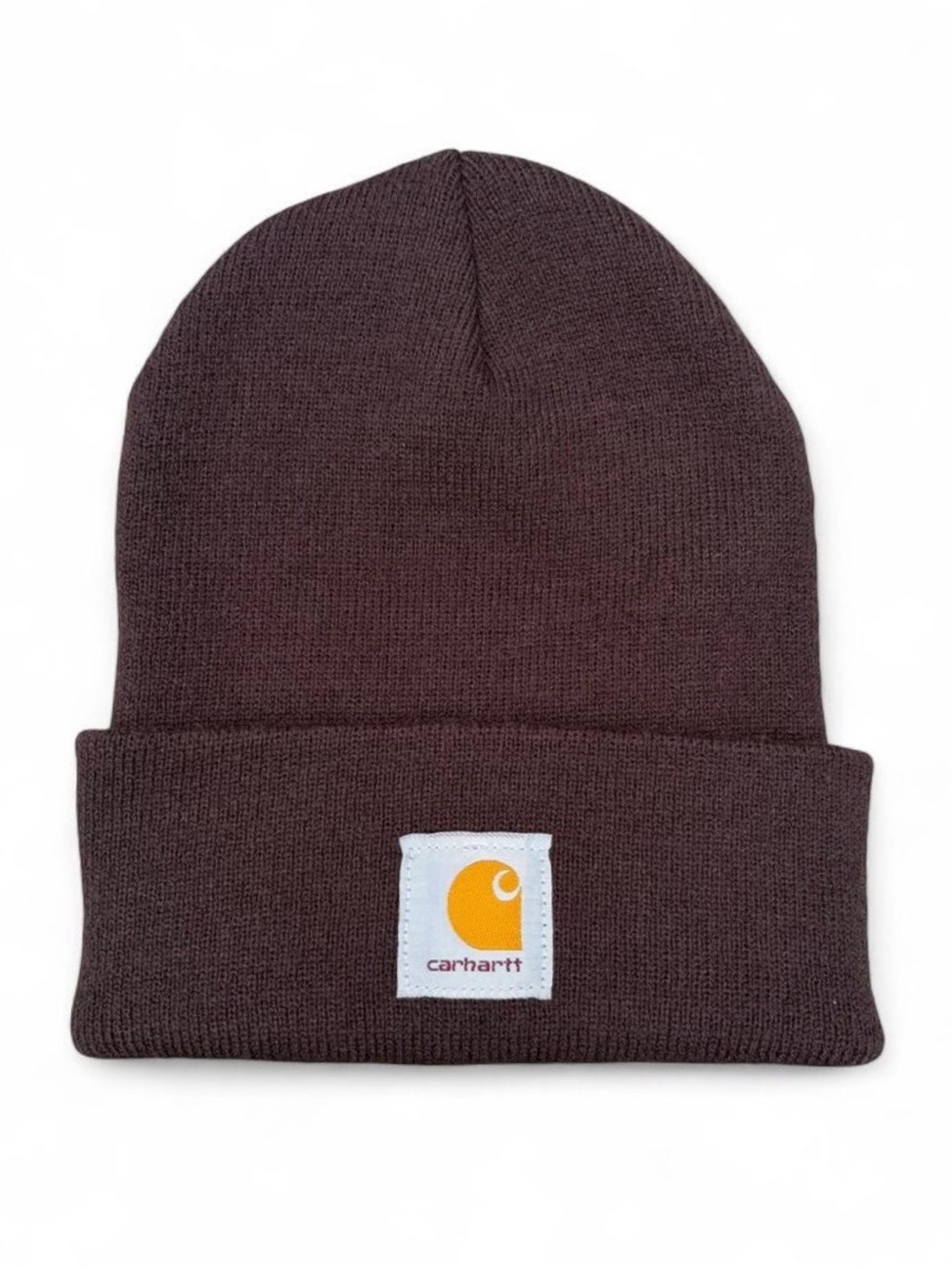 Carhartt Dark Brown Knit Cuff Beanie. Classic fold up cuff.
